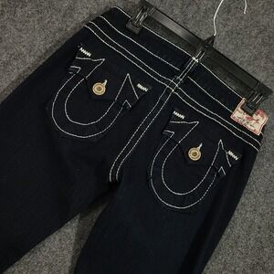 True Religion Jeans Women's 30 blue Becky Big‎ T Bootcut 32xx32 Flap Pocket USA
